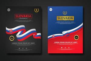 uppsättning affisch design slovakia konstitution dag bakgrund mall vektor