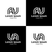 uppsättning två stil brev au ua monogram modern identitet logotyp mall vektor