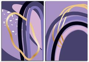 schöne linie kunstillustration mit lila abstraktion und goldenen elementen. abstrakter geometrischer bunter hintergrund. modernes Muster für Tapetendesign. vektor