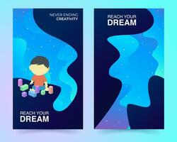 Kinder-Banner-Illustration. Willkommensbanner. Banner für Kinderträume. Traum erreichen vektor