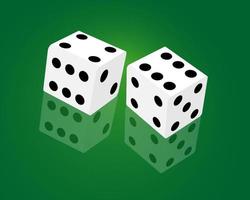 kasino tärningar spel på en grön bakgrund vektor