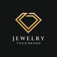 schmuckring abstraktes logo-schablonendesign mit luxusdiamanten oder gems.isolated auf schwarzem und weißem hintergrund.logo kann für schmuckmarken und zeichen sein. vektor