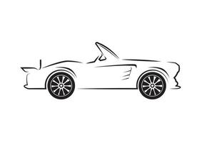 Schwarz-Weiß-Klassiker altes Auto in einem flachen Stil isoliert auf weißem Hintergrund sketch.vector Illustration vektor