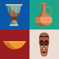 fyra afrika kultur ikoner vektor