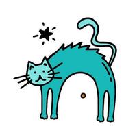 Katze-Halloween-Konzept-Doodle-Stil-Vektor-Design-Illustration isoliert auf weißem Hintergrund vektor