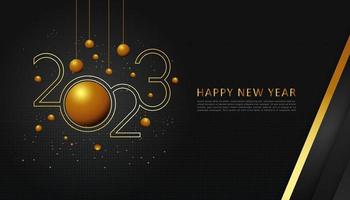firande av Lycklig ny år 2023 med gyllene dynamisk bakgrund vektor