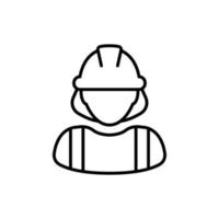 kvinna konstruktion arbetstagare ikon. arbetskraft, byggare, anställd, Hardhat begrepp. enkel översikt stil. tunn linje vektor design illustration isolerat på vit bakgrund. eps 10.