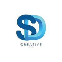 3d sd brev design logotyp mall för företag och företags- identitet vektor