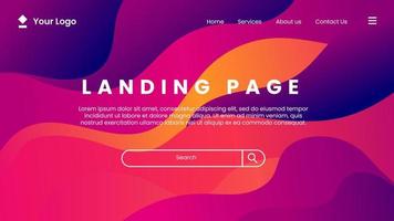 Landingpage bunter wellenförmiger Verlaufsform abstrakter Hintergrund vektor
