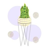 Handgezeichnete Sansivera-Blätter oder Schlangenpflanzen in einem Keramiktopf. isolierte Zimmerpflanzen für den Innenhintergrund. vektor