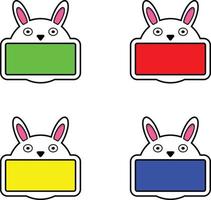 söt kanin djur- styrelse Färg bunt uppsättning vektor illustration design