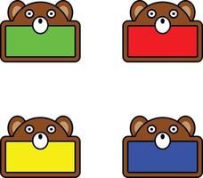 Cute Bear Animal Board Farbbündel Set Vector Illustration Design