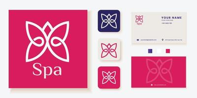 spa och salong logotyp design med varumärke identitet fri vektor mall