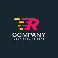 buchstabe r mit schnellem logo, geschwindigkeit, bewegend und schnell, digital und technologie für ihre corporate identity vektor