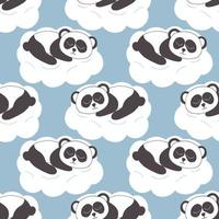 Panda, der auf einem nahtlosen Muster der Wolke schläft. handgezeichnetes Gekritzel. , Minimalismus. Kindergartentier, niedliches Dekor für Kinderzimmer. Neugeborene, Tapeten, Textilien, Geschenkpapier vektor