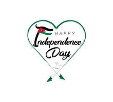 glücklicher unabhängigkeitstag von jordanien. Flugzeug zieht Wolke aus Herz. Nationalflaggenvektorillustration auf weißem Hintergrund. vektor