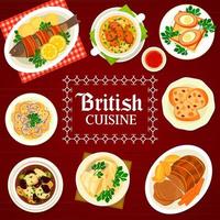 brittiskt kök måltider meny omslag design mall vektor