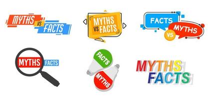 mythen gegen fakten, wahrheit und falsches faktenprüfsymbol vektor