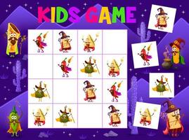 Sudoku Kinderspiel Cartoon Tex Mex Food Wizards vektor