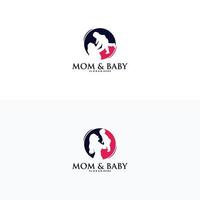 mutter, die einen kleinen babylogo-designvektor hält vektor