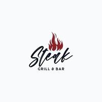 vintage grillsteak gegrilltes logo vektor