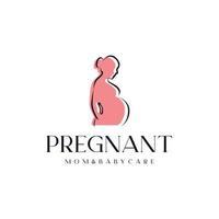 gravid kvinna silhuett logotyp design vektor