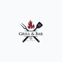 vintage grillsteak gegrilltes logo vektor