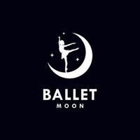 Ballerina im Mond mit Stern-Logo-Design-Vorlage vektor
