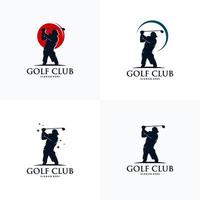uppsättning av golf spelare logotyp design mall vektor