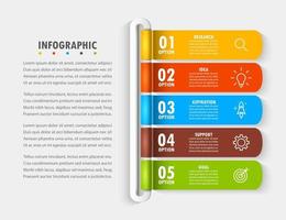 Infografik-Vorlage mit dem Bild von 5 Rechtecken vektor