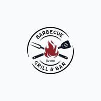 vintage grillsteak gegrilltes logo vektor