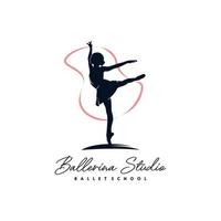 Ballerina mit Band-Logo-Design-Vorlage vektor