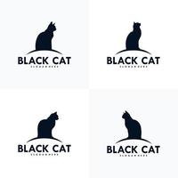 Set mit Logo-Design der schwarzen Katze vektor