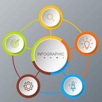 Infografik-Vorlage mit dem Bild von 5 Rechtecken vektor