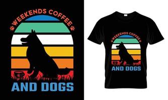 wochenenden kaffee und hunde t-shirt design vektor