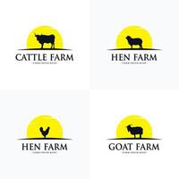 bruka logotyp design begrepp ko, lamm, get och kyckling bruka med vit bakgrund vektor