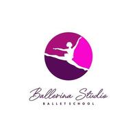 Ballerina-Studio-Logo-Design-Vorlage vektor