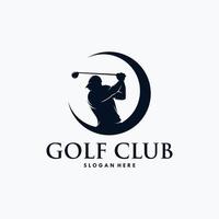 golf spelare logotyp design mall vektor