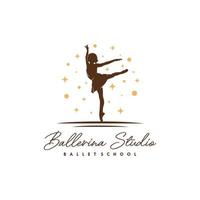Ballerina in der Sterne-Logo-Design-Vorlage vektor