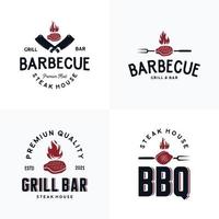 samling av utegrill och Steak House logotyp uppsättning vektor