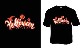 Halloween-T-Shirt-Design. druckfertig für Bekleidung, Poster und Illustrationen. moderner, einfacher T-Shirt-Vektor mit Schriftzug. vektor