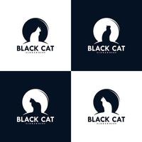 uppsättning av svart katt logotyp design vektor