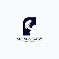 Mama und Baby-Logo-Design-Vektor vektor