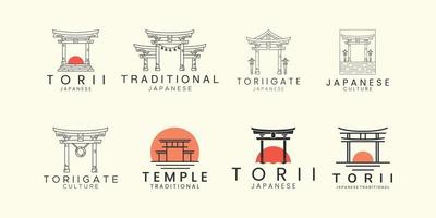 Logo-Icon-Template-Design im Toriigate-Stil festlegen. kultur, javanisch, traditionelle vektorillustration vektor