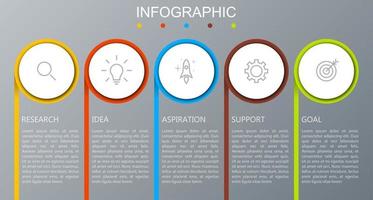 Infografik-Vorlage mit dem Bild von 5 Rechtecken vektor