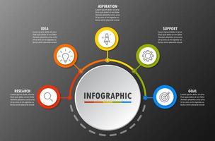 Infografik-Vorlage mit dem Bild von 5 Rechtecken vektor