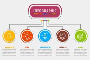 Infografik-Vorlage mit dem Bild von 5 Rechtecken vektor