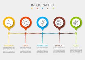 Infografik-Vorlage mit dem Bild von 5 Rechtecken vektor