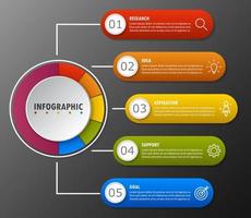 Infografik-Vorlage mit dem Bild von 5 Rechtecken vektor