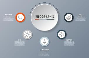 infographic mall med de bild av 5 rektanglar vektor